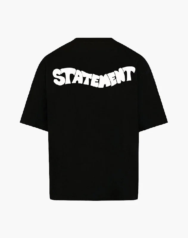 Men's mock - neck t - shirts with a modern and sleek styleWAVE TEE (BLACK)