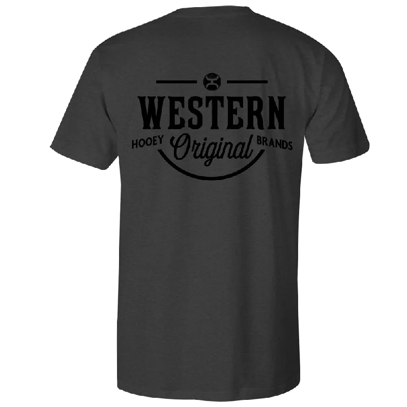 Men's button - front t - shirts with a unique artistic print"Western OG" Charcoal Heather T-shirt Men's button - front t - shirts with a unique artistic print"Western OG" Charcoal Heather T-shirt