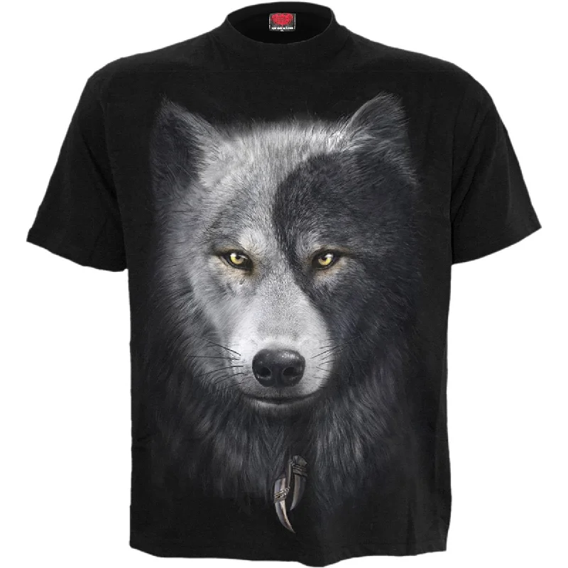 Men's printed Hawaiian t - shirts for tropical vacationsWOLF CHI - T-Shirt Black