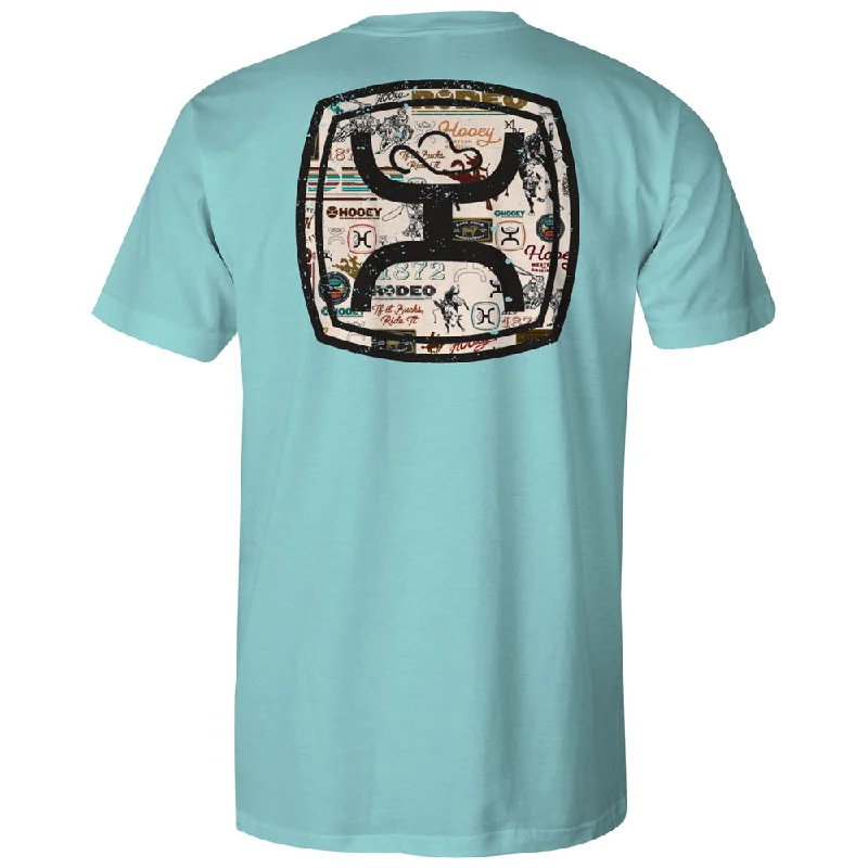 Men's distressed denim - look t - shirts with a rugged appeal"Zenith" Turquoise w/Cream/Black Hooey Logo T-shirt