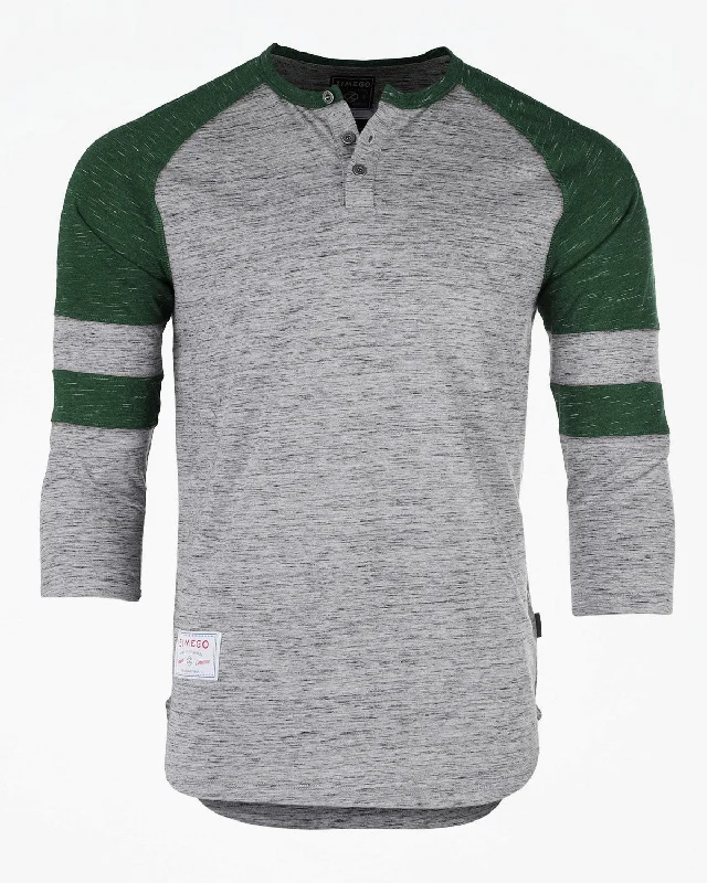 Men's printed Hawaiian t - shirts for tropical vacationsZIMEGO Men's 3/4 Sleeve GREEN Baseball Football College Raglan Henley Athletic T-shirt Men's printed Hawaiian t - shirts for tropical vacationsZIMEGO Men's 3/4 Sleeve GREEN Baseball Football College Raglan Henley Athletic T-shirt