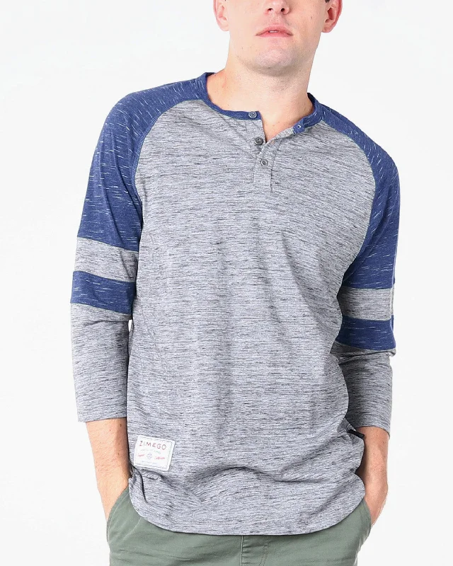 Men's slim - fit graphic t - shirts with vintage rock band printsZIMEGO Men's 3/4 Sleeve NAVY Baseball Football College Raglan Henley Athletic T-shirt Men's slim - fit graphic t - shirts with vintage rock band printsZIMEGO Men's 3/4 Sleeve NAVY Baseball Football College Raglan Henley Athletic T-shirt